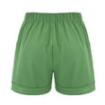 thumbnail image 4 of BiZtdJrK Cotton Linen Shorts for Women 2025 Loose Fit Bermuda Shorts Summer Folded Hem Drawstring Elastic Waist Beach Shorts with Pockets Green XL, 4 of 8