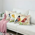 thumbnail image 6 of Set of 4 Linen Throw Pillow Covers 18x18 Inches Home Decorative Cushion Colorful Spring Animal Retro Flying Red Bird with Flowers Pillow Cases Square Pillocases for Outdoor Bed Sofa, 6 of 6