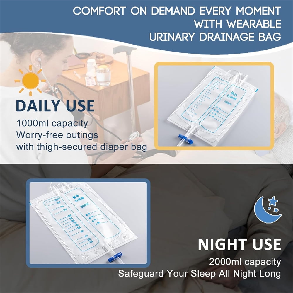Duslogis Wearable Urine Pot for Men Elderly, Silicone Ventilated Urine Collector, Reusable Urine Bag Collector, Portable Urine Collection Bag for Elderly Men Blue