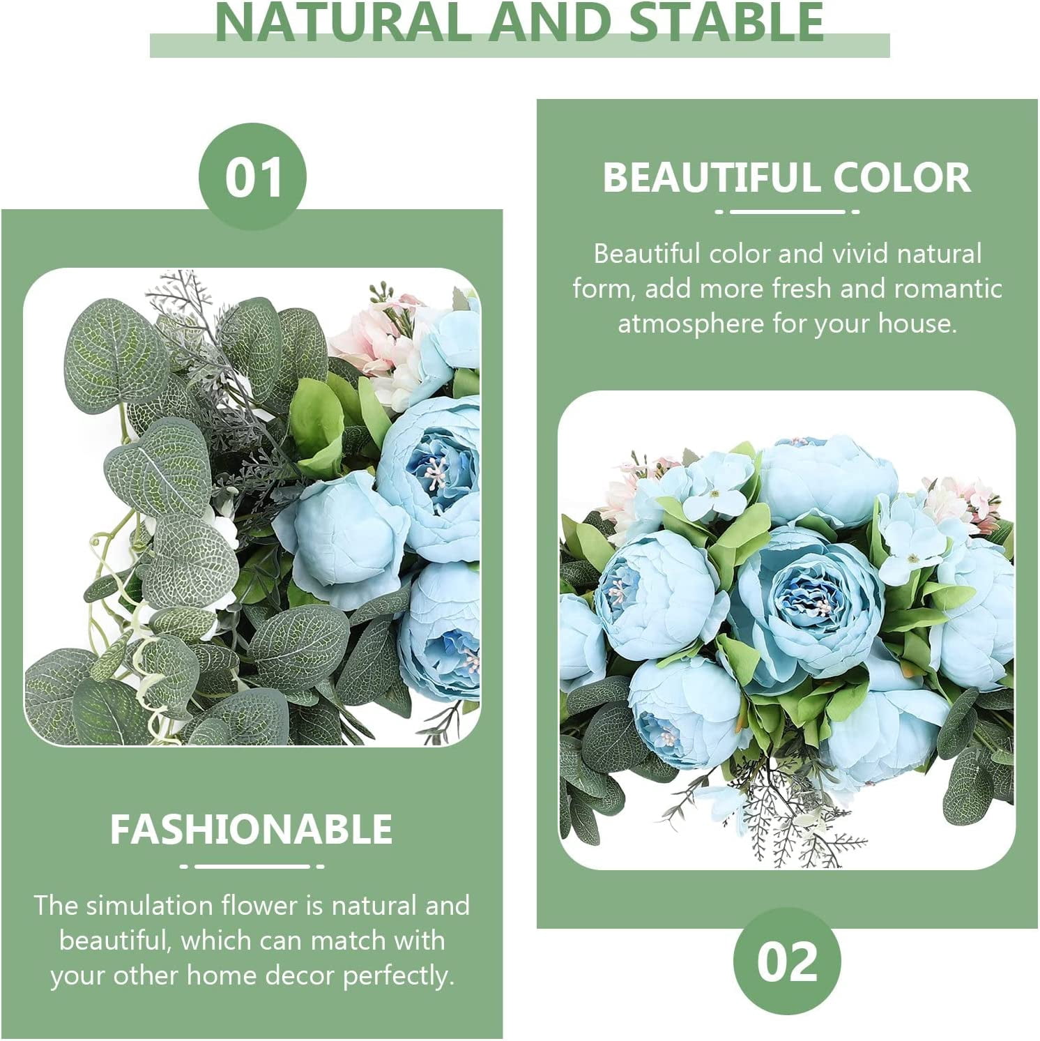 HAOSHICS Artificial Floral Peony Swag Fake Silk Flowers Swag Colorful Mixed Spring Floral Swag with Rose for Wedding Arch Table Centrepiece Hanging Home Mirror Wall Decor (Rose Red)