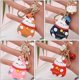 thumbnail image 2 of 4PCS Lucky Cat Keychain with Bells Pendants Japanese Fortune Lucky Beckoning Cat Maneki Neko Keyring Soft Plastic Bag Charms Key Ring Pendants for Han, 2 of 4