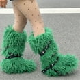thumbnail image 3 of Women's Winter Fluffy Mongolian Faux Fur Mid-Calf Snow Boots with Belt Decoration Plush Furry Boots, 3 of 5