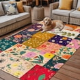 thumbnail image 5 of Outdoor Rug 5x8ft Retro Colorful Flowers Large Area Rug Wildflowers Splice Lattice Indoor Outdoor Carpet Outdoor Rugs Mats for Patio Camping,RV,Front Door, Outside Decor, 5 of 9