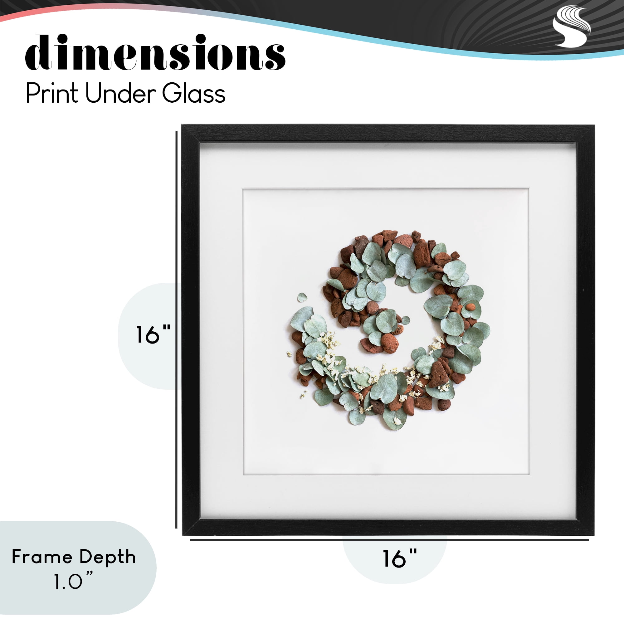 Stupell Industries Eucalyptus & Pebbles Spiral Black Framed Print Under Glass, design by Beth Adoette