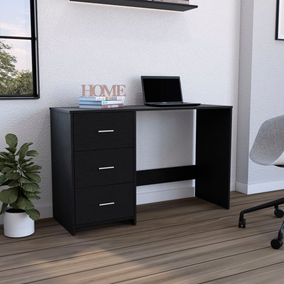 16.51" Deep Writing Desk With 3 Drawers In Black For Home Office Needs 47" W X 16.5" D Drawers, Ideal Use