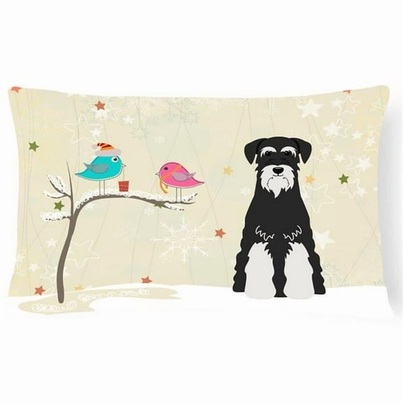 Christmas Presents between Friends Standard Schnauzer Salt and Pepper Canvas Fabric Decorative Pillow