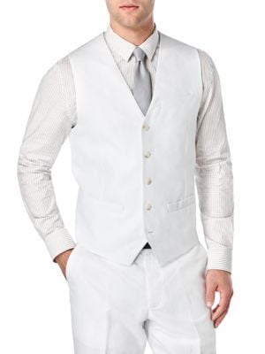 Perry Ellis Mens Big and Tall Linen Suit Vest
