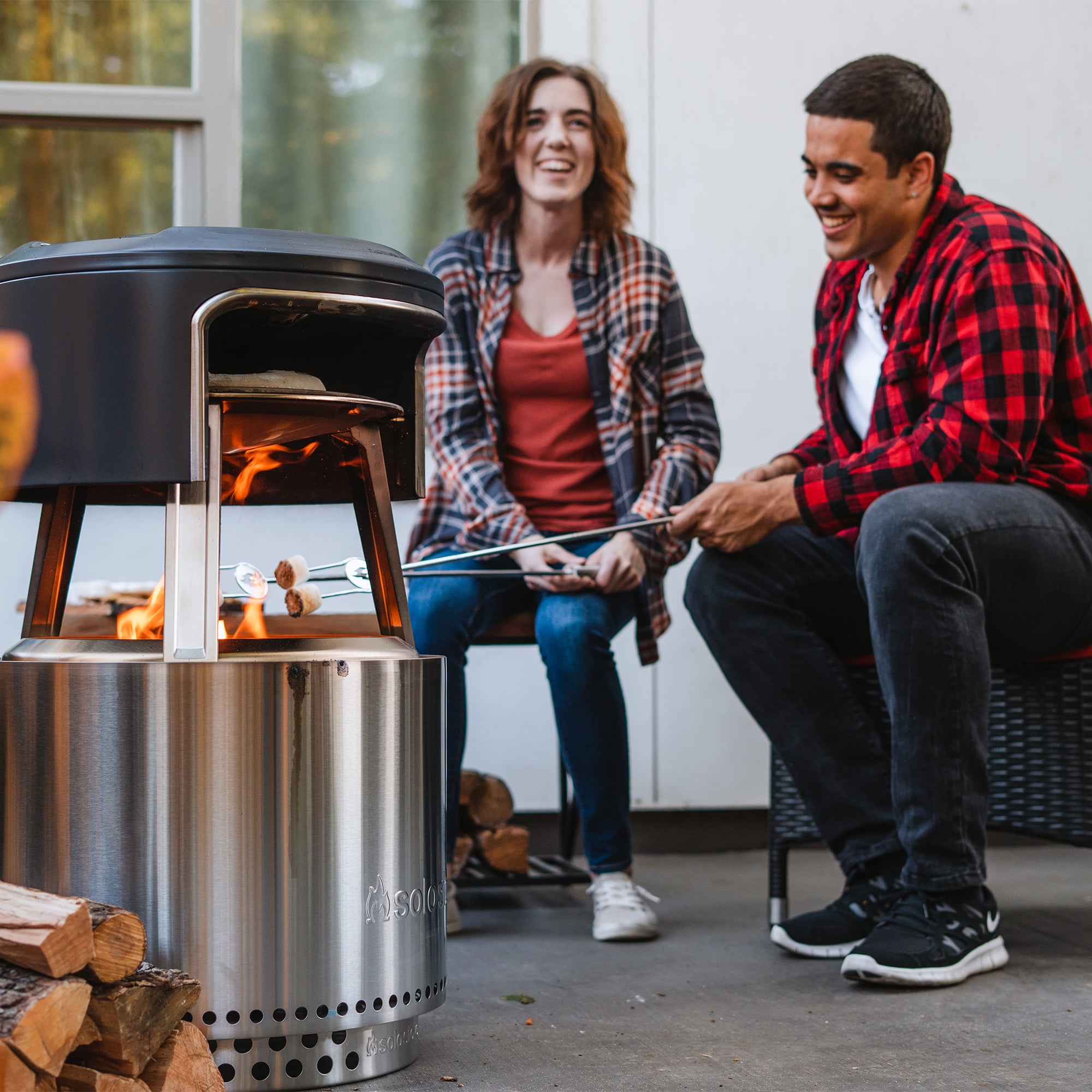 Solo Stove Bonfire Pi Fire | Pizza Oven Accessory for Bonfire Fire Pit, Incl. Carry Case & Cordierite Pizza Stone, Wood Burning Assembly, Stainless Steel, (H x Dia): 16.9 x 19.3 in, 19.6 lbs