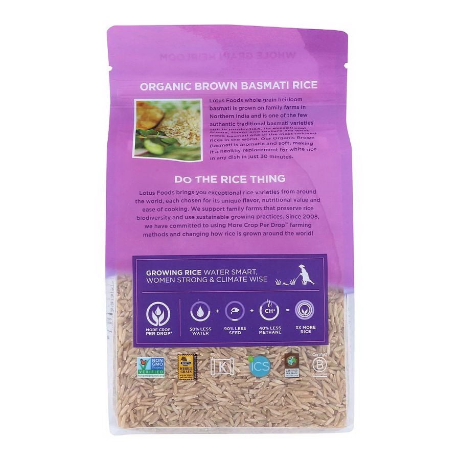 Lotus Foods Organic Rice, Brown Basmati, 30 Oz, Pack of 6