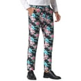 thumbnail image 4 of INSPIRE CHIC  Men's Floral Dressy Pants Flat Front Party Prom Flower Printed Slacks 38 Black Blue, 4 of 5