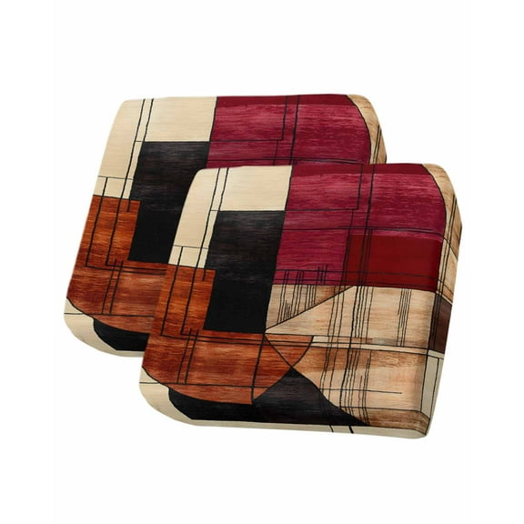 Red Beige Geometric Sofa Couch Cushion Covers Washable, Removable Stretchable Sectional Couch Covers, Modern Abstract Art Slipcovers for L & T Shape Sofa Furniture Protector S Size 2 pcs