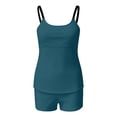 thumbnail image 6 of NMMUED Tankini Swimsuits with Shorts Two Piece Tummy Control Bathing Suits Ruched Swimwear Women Beach Fashion Dark Green L, 6 of 6