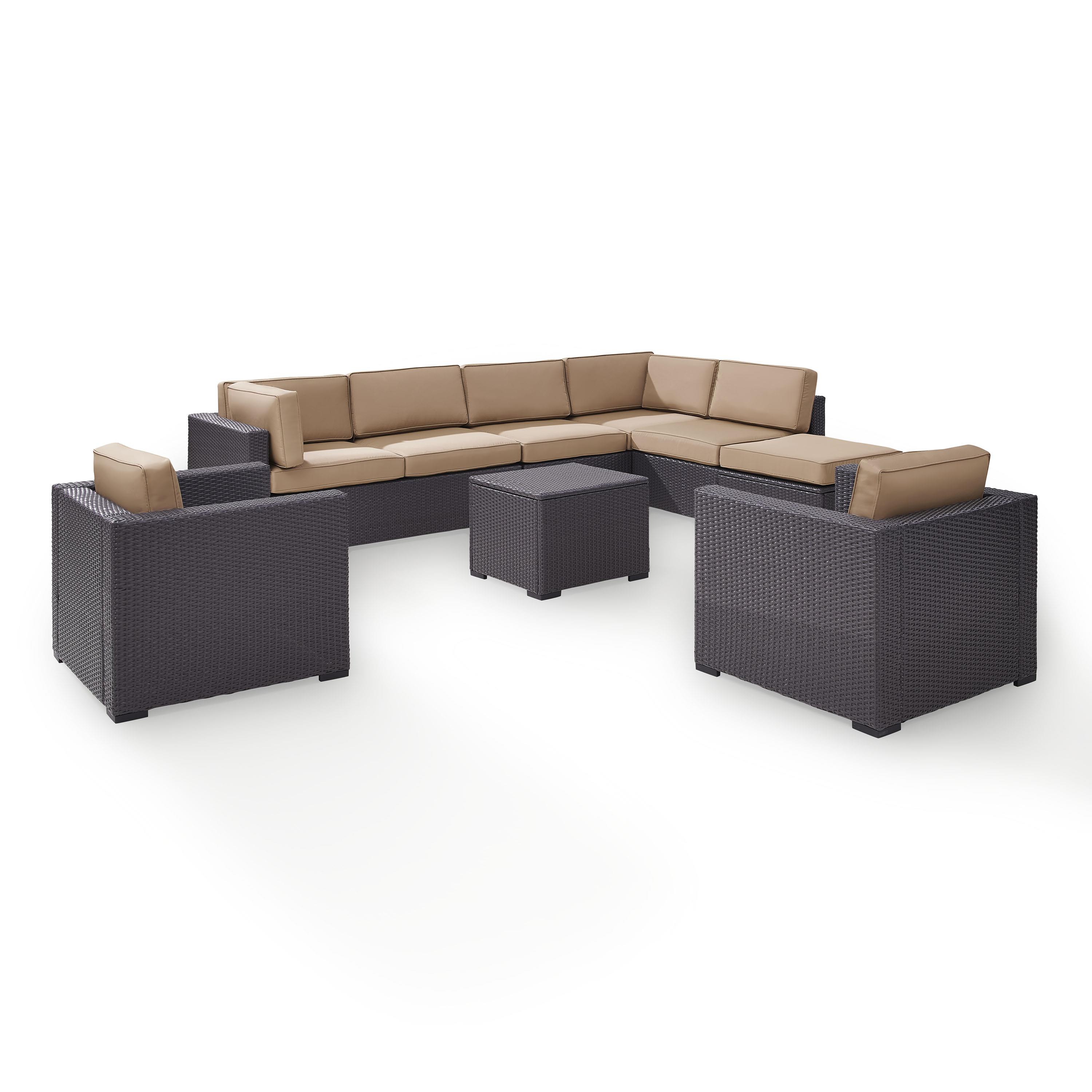 Crosley Furniture Biscayne 7 Piece Metal Patio Sectional Set in Brown/Mocha - image 2 of 4