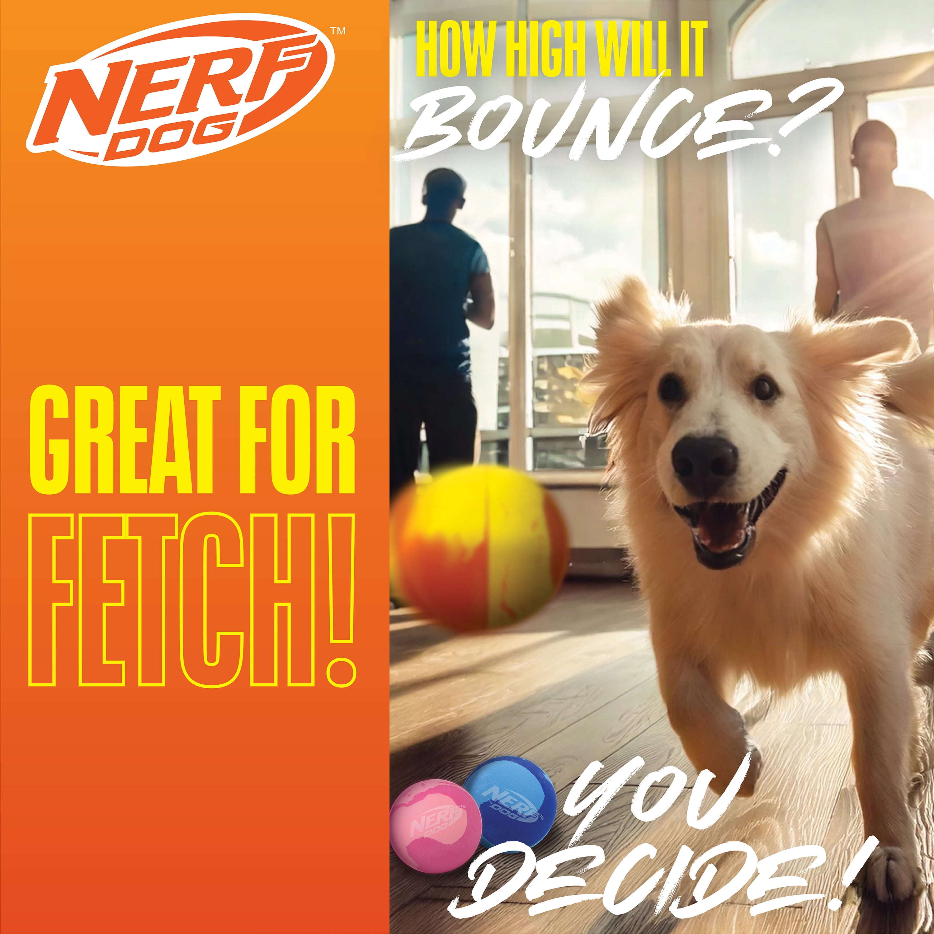 (3 pack) Nerf Dog Rubber Super Bounce Ball Fetch Dog Toy, 2.4 inch, 3 Pack