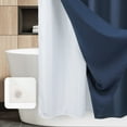 thumbnail image 5 of Barossa Design No Hooks Fabric Shower Curtain with Snap-in Liner Waffle Weave- Machine Washable, 71" x 77", Navy, 5 of 6
