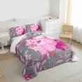 thumbnail image 3 of Homewish Vintage Rustic Flower Bedding Comforter Set, Chic Watercolor Rose Twin Comforter Sets, Grey Pink Reversible Bedding Set, Luxury Bedroom Decor, 2 Pieces, 3 of 8