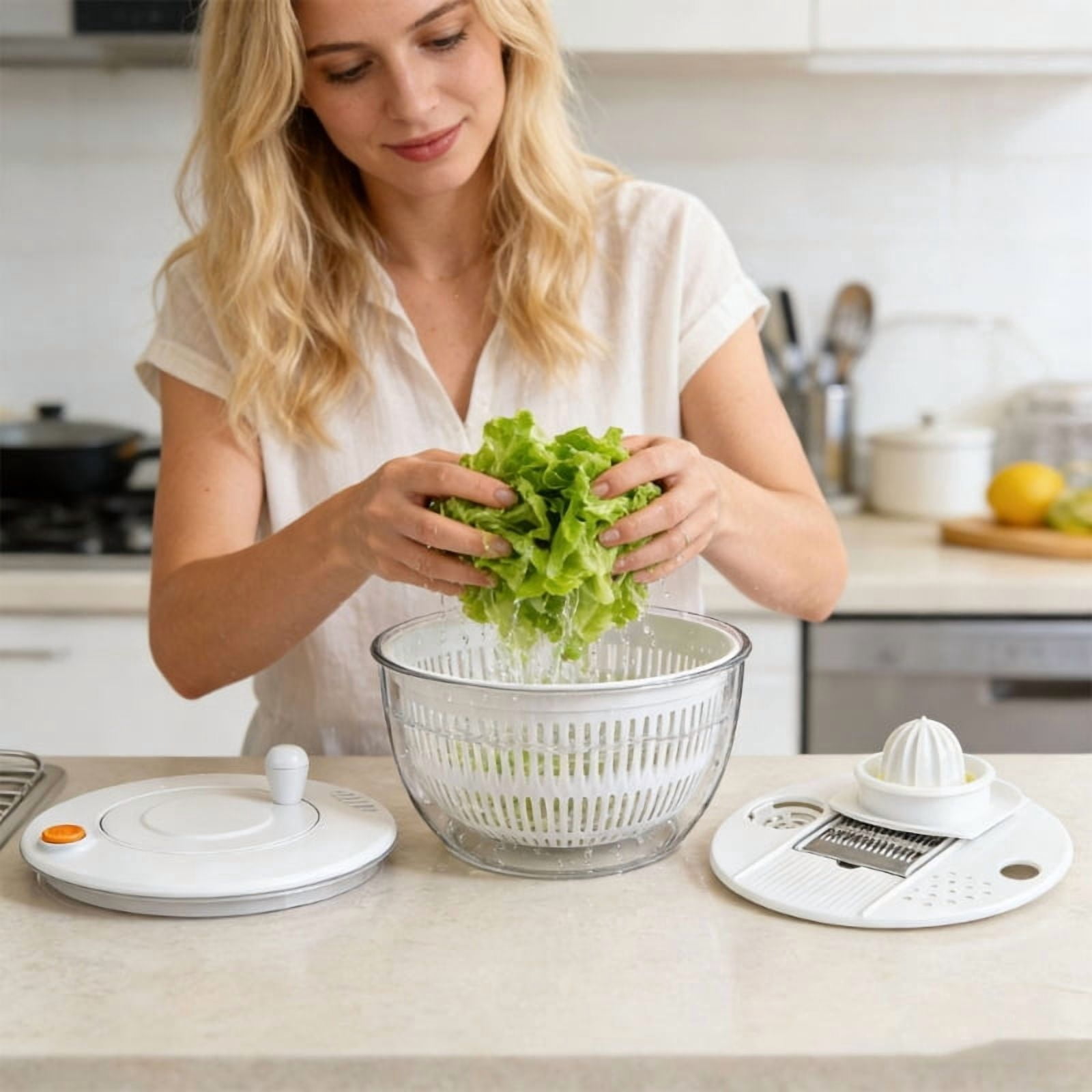 Large Capacity Food Processor for Slicing Vegetables and Drying Salad Home Kitchens Featurings Visual Designs