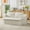 White, variant on Tmsan 74.8" Convertible Sofa Bed,Corduroy Floor Sofas with Comfy Blanket and 2 Soft Pillows, 2-in-1 Fabric Loveseat Couch with Deep Seat, Curved Sleeper Couches for Living Room,Bedroom,White