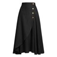 thumbnail image 6 of Maxi Flowy Skirts for Women Summer Elastic High Waisted Dressy Casual Ruffle Asymmetrical Hem Long Linen Wrap Skirt, 6 of 7