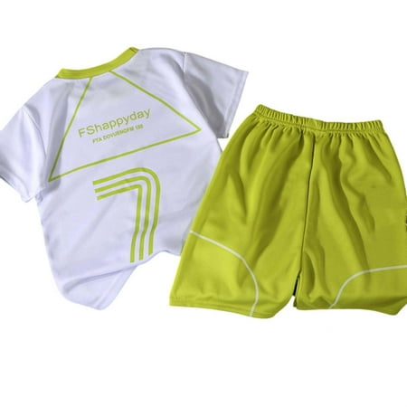 GBSYEWXS Toddler Child boys Outfits Sets Casual Letter Print T-Shirt Short Casual Short Sleeve Green Outfit Set Size 12-13 Years