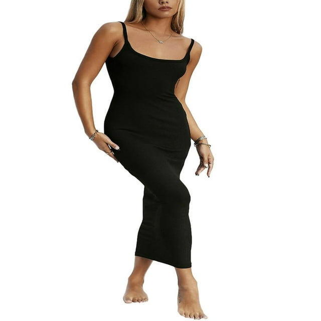Women Cutout Backless Maxi Dress Sleeveless Split Cocktail Dresses Bodycon Spaghetti Strap Long Dresses