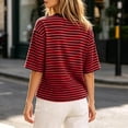 thumbnail image 5 of Maplenight Striped T Shirts for Women Crew Neck Half Sleeve Tee Shirts Relaxed Fit Casual Weekend Walk Lightweight Basic Tops, 5 of 5