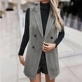 thumbnail image 5 of Oplxuo Long Vest for Women Sleeveless Tweed Blazer Fall Jackets Cardigan Outerwear, 5 of 7