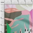 thumbnail image 2 of oneOone Cotton Poplin Medium Pink Fabric Geometric Abstract Shapes With Leaves Craft Projects Decor Fabric Printed By The Yard 56 Inch Wide, 2 of 4