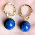 thumbnail image 5 of K-KED Handmade 10MM Natural Lapis Lazuli Round Bead Hook Earrings Handmade, 5 of 5