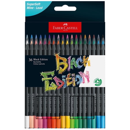 Faber-Castell Black Edition - Fine Art Colored Pencils & Back to School Art Supplies, Premium Pigment & Super Soft Core (36 Count)