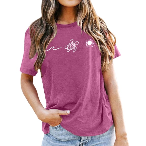 Womens T Shirts Short Sleeve Crew Neck Graphic Tees Summer Lightweight Tee Shirts Casual Purple L