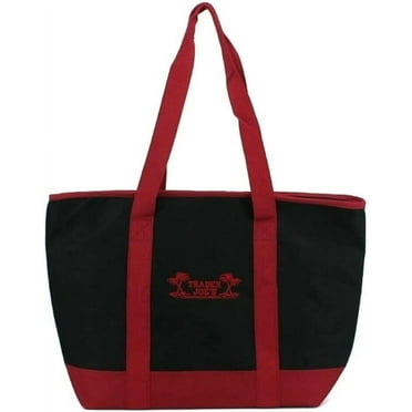 Trader Joe's by Packable Play Unisex Insulated Shopping Bag, Black Red, 7-Gallon
