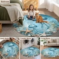 thumbnail image 6 of 6ft Round Rug, Coastal Jellyfish Non-Skid Rubber Backing Large Area Rugs - Living Room Bedroom Home Office, Blue Coral Starfish Abstract Painting Indoor Floor Mat Carpets Washable Rug, 6 of 9