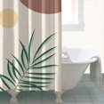 thumbnail image 4 of Green Boho Geometric and Plant Pattern Shower Curtain 84"x72" ,Bathroom Decorative Shower Curtains Set with 12 Hooks,Modern Waterproof Washable Shower Curtain, 4 of 6