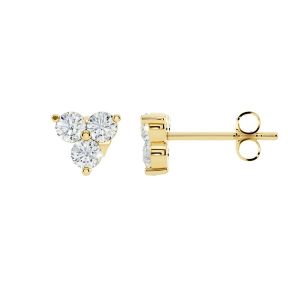 1/2 Cttw Moissanite Stud Earrings 14K Yellow Gold Plated D Color VVS1 Hypoallergenic 925 Sterling Silver Earrings Fine Jewelry Gift for Women