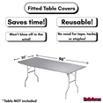 thumbnail image 5 of Kwik-Covers 10 Pack Rectangular Plastic Table Covers - 8' Rectangle, Metallic Silver, 5 of 5
