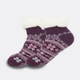 thumbnail image 3 of Women's Thick Floor Socks, Home Sleep Socks with Warm and Velvet Glued Socks, Snow Slippers and Socks Cover - Purple, 3 of 4
