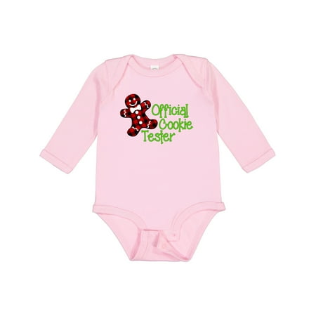 

Inktastic Official Cookie Tester Red Plaid Gingerbread Man with Bow Ti Gift Baby Boy or Baby Girl Long Sleeve Bodysuit