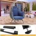 thumbnail image 3 of Dextrus Egg Chair Outdoor Egg Lounge Chair with Cushion Wicker Chair PE Rattan Chair for Patio, Garden, Backyard, Porch-Blue, 3 of 5