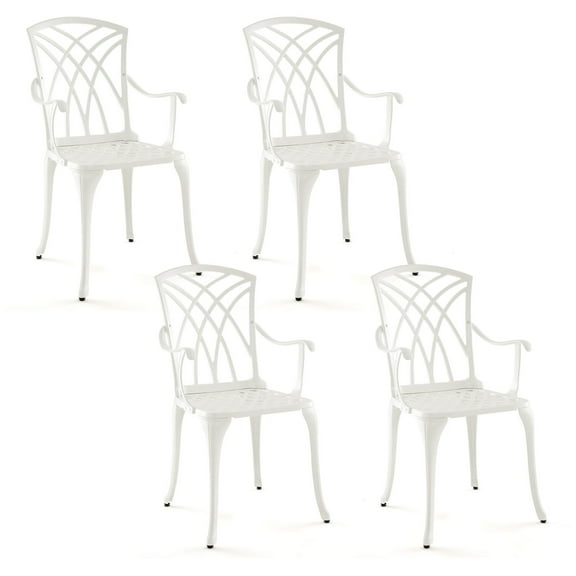 Gymax Set of 4 Cast Aluminum Patio Dining Chairs w/ Armrests Patio Bistro Chairs