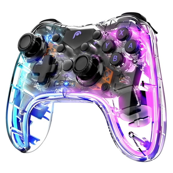 Fosmon Wireless Pro Controller for Nintendo Switch/Switch 2/Lite/OLED, Rechargeable Gamepad with RGB Lighting, 6-Axis Gyro, 4 levels Vibration and Turbo