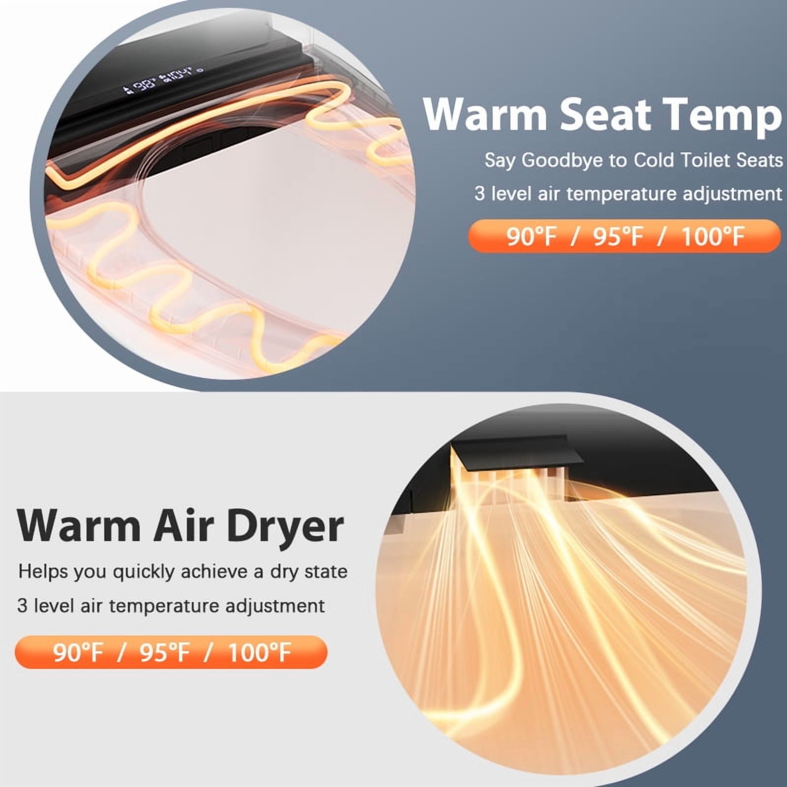 EAYSG Smart Bidet Toilet Seat - Heated Elongated Seat w/ Warm Water & Dryer, Wireless Remote, Feminine & Posterior Wash, Child Mode, Self-Clean