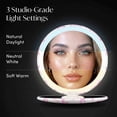 thumbnail image 2 of Fancii Taylor LED Lighted Travel Makeup Mirror, Rechargeable, 10x/1x Magnifying & 3 Light Settings - Compact, Portable, Large 5-inch Wide, for Handbag and Purses (Rosette Ribbon), 2 of 8