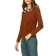thumbnail image 4 of INSPIRE CHIC Women's Doll Collar Long Sleeve Casual Blouse Tops Brown S, 4 of 6