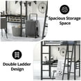 thumbnail image 6 of Twin Size Heavy Duty Metal L-Shape Loft Bed with 2 Built-in Desks, Modern Black Corner Loft Bed with 2 Ladder and Safety Guardrail,No Box Spring Needed, Black, 6 of 7
