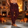 thumbnail image 4 of Domzest Halloween Mens Pajama Pants Halloween Graphic Wide Leg Sleepwear Drawstring Elastic Waisted Funny Pajama Bottoms Red S, 4 of 7