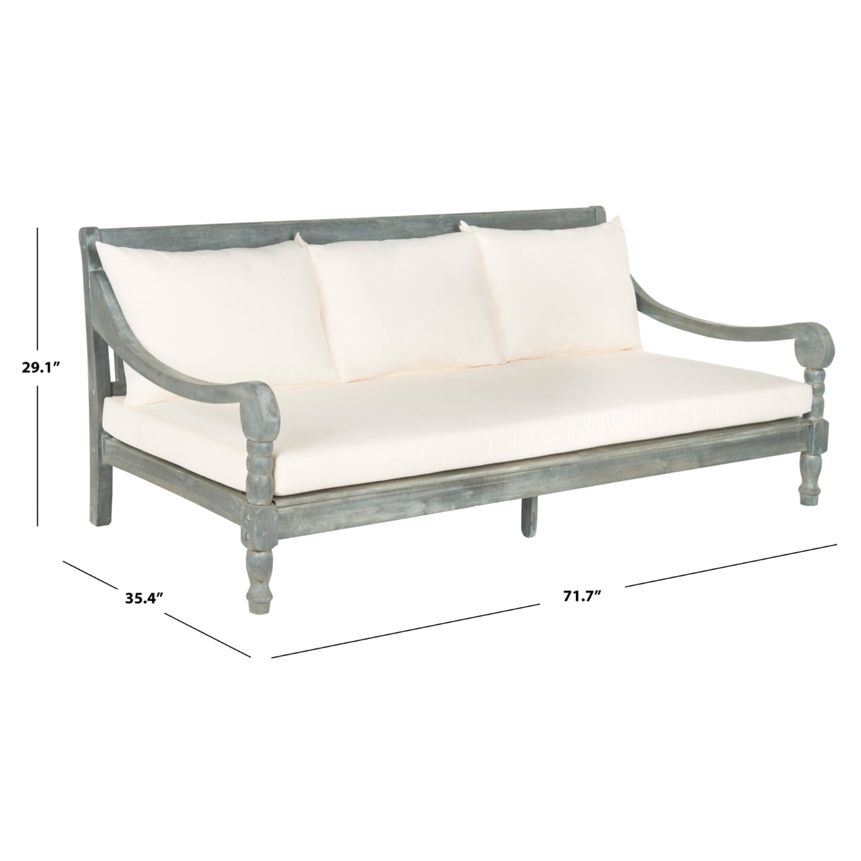SAFAVIEH OUTDOOR Pasadena Day Bed Ash Grey Beige