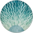 thumbnail image 2 of Wonnitar Sun Print Boho Round Rugs, 4ft Small Round Rug Washable Green Circle Carpet, Soft Non Slip 4 Feet Mid Century Circular Dining Room Carpet for Entryway Bedroom, Teal/Multi, 2 of 10