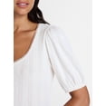 thumbnail image 5 of Time and Tru Women's Pointelle Top with Short Sleeves, Sizes XS-XXXL, 5 of 6