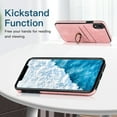 thumbnail image 3 of Fit for Apple iPhone XR Case with Card Pocket 360° Rotatable Ring Holder Kickstand, Shockproof Drop Resistant PU Leather Soft TPU Back Protective Phone Case For iPhone XR, Pink, 3 of 8